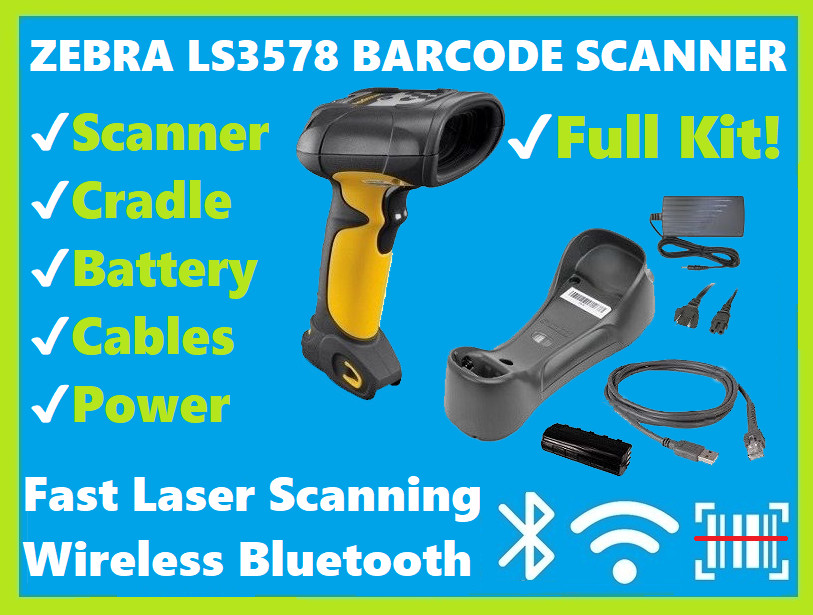 Zebra LS3578-FZ20005WR Wireless Bluetooth Laser Barcode Scanner w/ Cradle! 🔥⭐