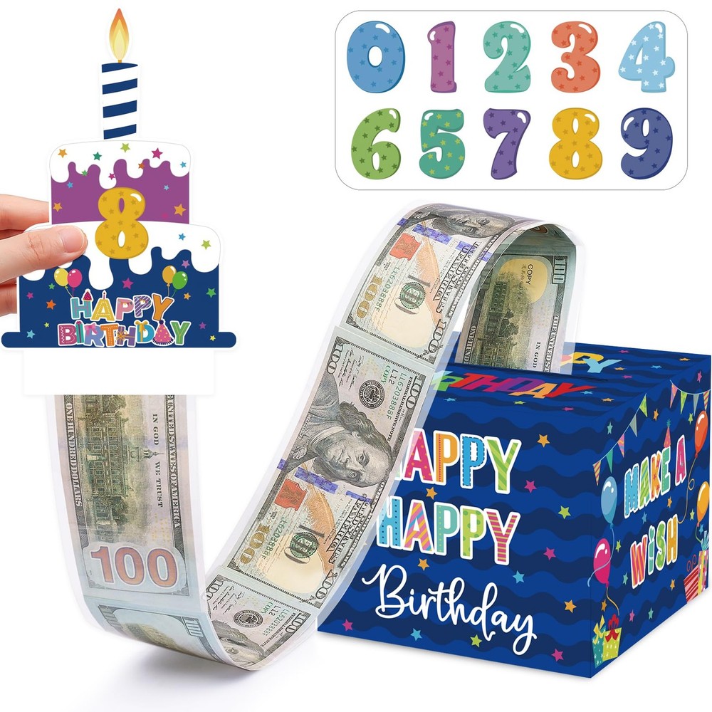 Birthday Money Box for Cash Gift Pull, Surprise Gift Boxes for Money, Money H…