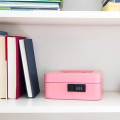 Water-Resistant Cash Box with Combination Lock – Secure and Portable, Pink 7.87″