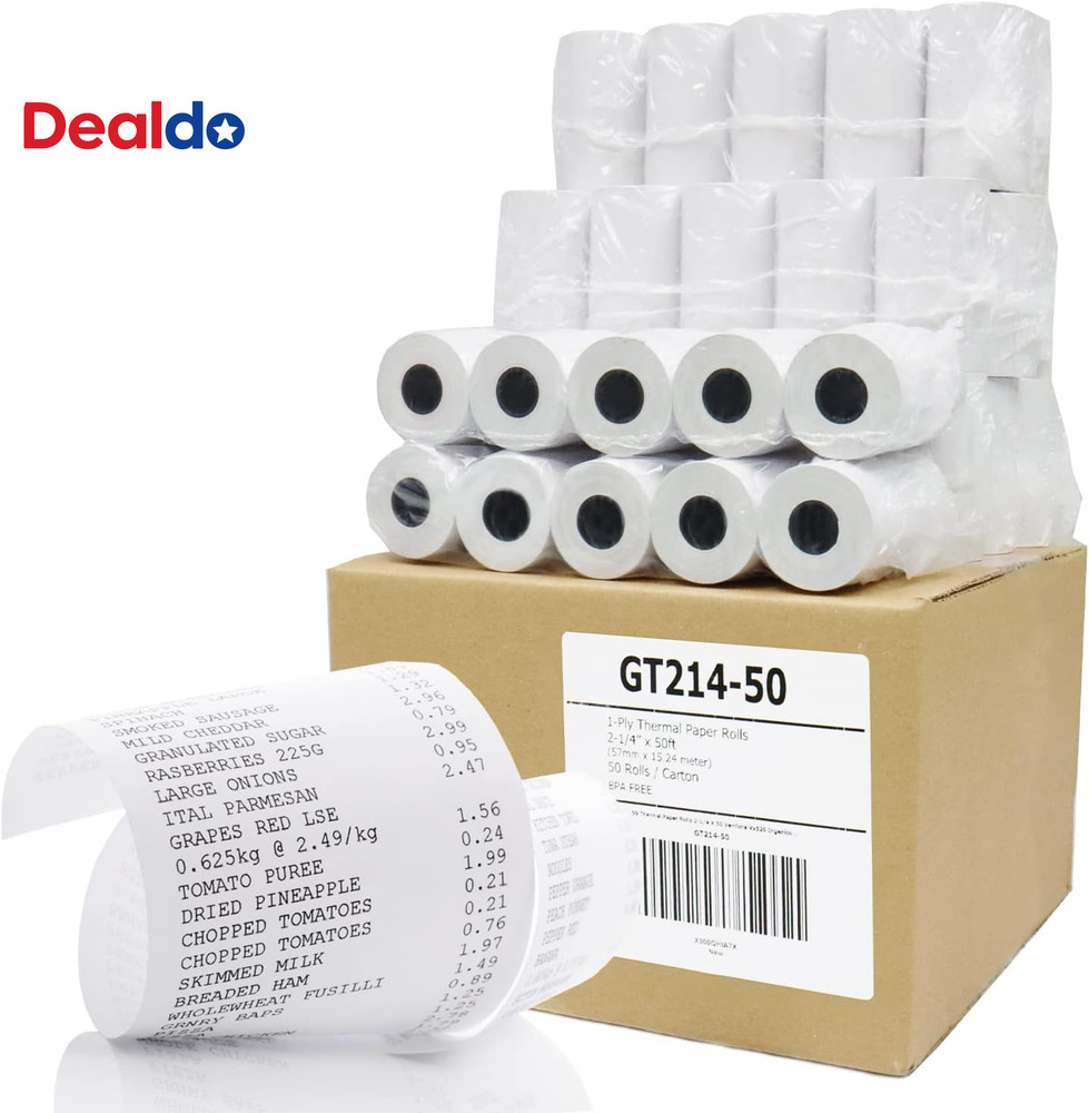 Thermal Paper Receipt Roll 2-1/4″ X 50′ BPA Free 50 Rolls