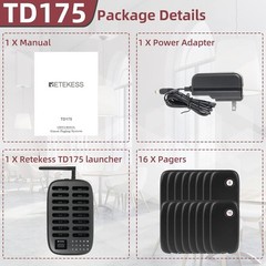 Retekess TD175 Restaurant Pager System, Pagers For Restaurant, 16 Beepers