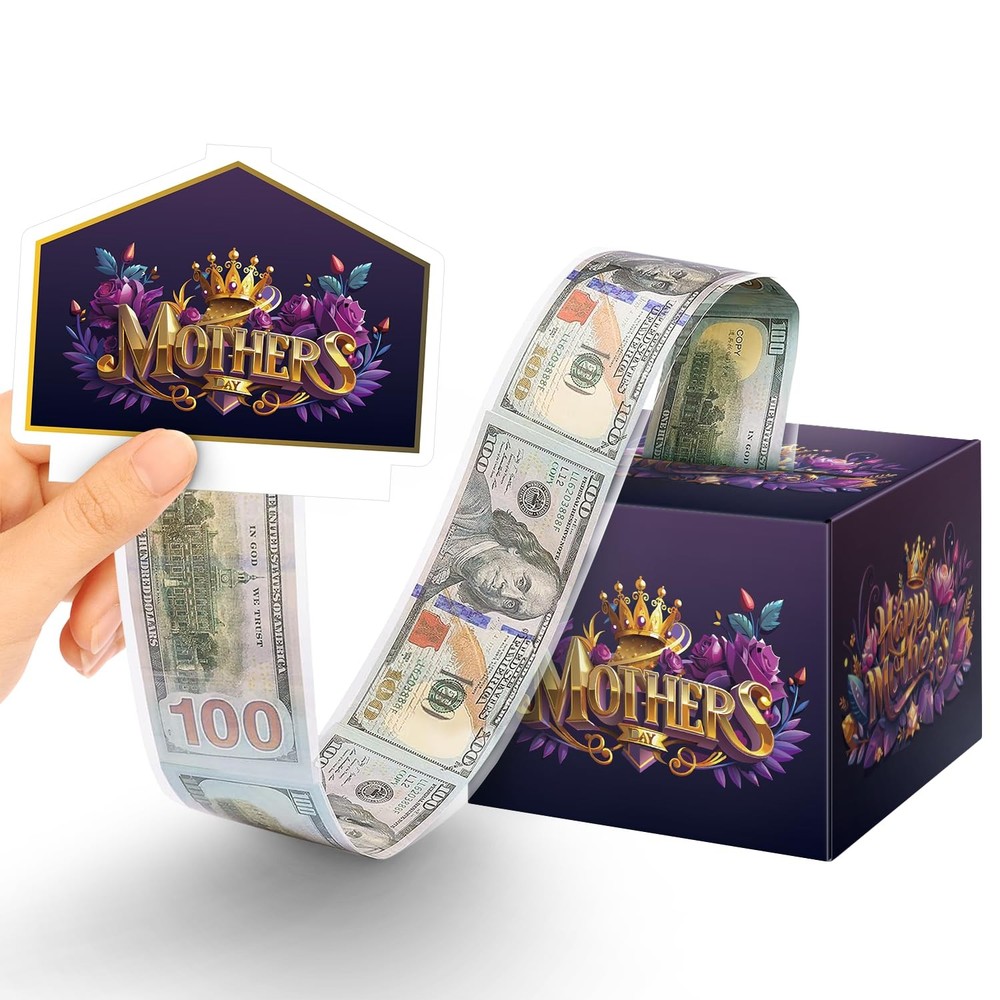 Mother Day Box Cash Gift Pull Out Money Holder, Surprise Mom Present Party Prop