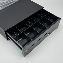 HP T400-4-BL1616 POS Cash Drawer 16×16 Black 417807-005 w/ Keys