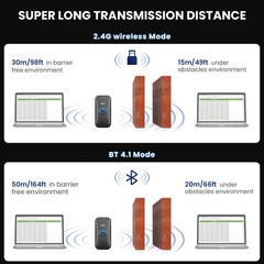 Mini 1D Bluetooth Barcode Scanner 3-in-1 USB Wireless Portable Reader