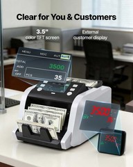 VEVOR Money Counter Machine Cash Counter with Value Count 1200 Notes/Minute