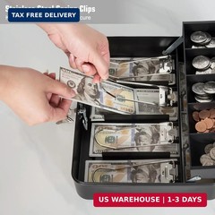 Cash Box with Key Lock and Money Tray – Metal Money Box for Cash Register, Large
