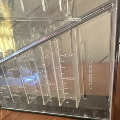 Vintage Acrylic Cash Tray with Coin Compartments and Metal Frame No Key