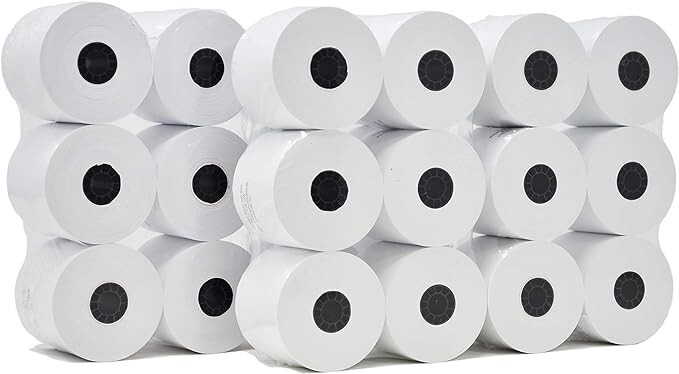 24/Pack 2 1/4 x 130 ft,1-Ply White Adding Machine, Register Rolls for Sharp
