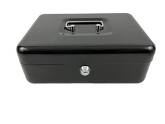 Pen Gear Medium Steel Cash Box Black Key Lock with Tray Secure Money Box