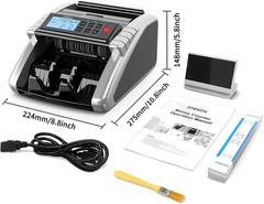 Aneken Money Counter Machine with Value Count, Dollar, Euro Silver