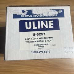 ULINE S-6257 (6 Rolls) Thermal Transfer Ribbon (4.02”x 1345′) 1″ core