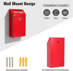 Locking Cash Box with Slot, Metal Money Donation Box with Lock and 4 Keys Wall M