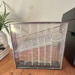 Vintage Acrylic Cash Tray with Coin Compartments and Metal Frame No Key