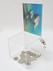 Returned Item Small Acrylic Plexiglass Clear Donation Tip Offering Charity