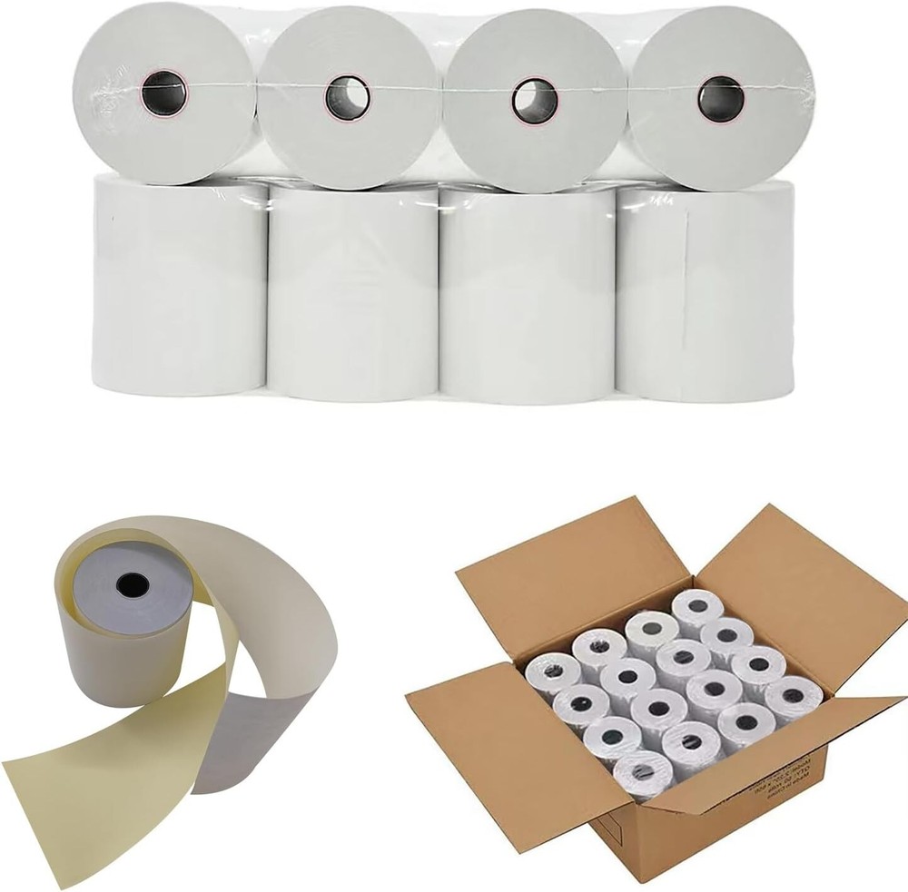 (32 Rolls) 2-Ply Carbonless 3″ x 95′ White/Yellow Receipt Paper for Restaurants