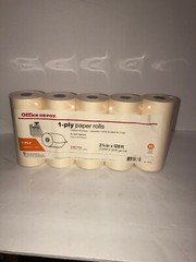 Office Depot 1-Ply Bond Paper Rolls 2.75”x128 10 Count White-RARE-SHIPS N 24 HRS