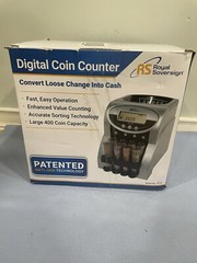 Royal Sovereign 2 Row Electric Digital Display Anti-Jam Coin Counter FS-2D