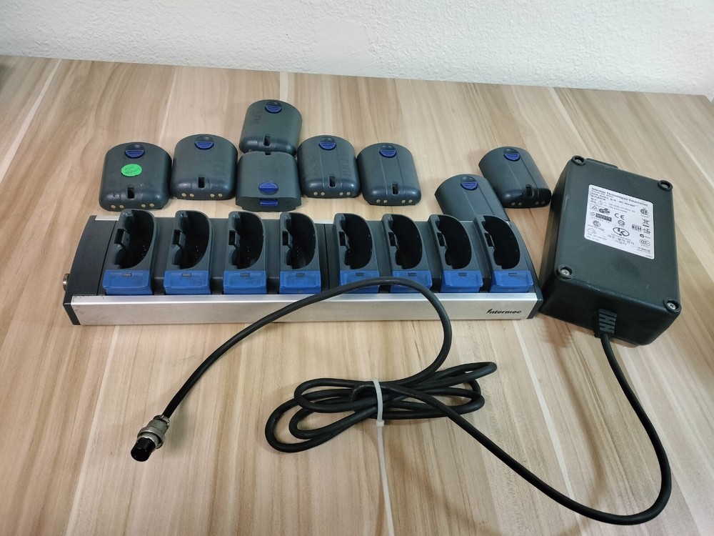 Intermec AC3 8 Socket Charger w/ 8 Li-ION Rechargeable Battery 7.4V & Adapter