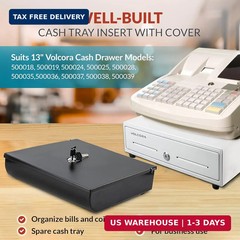 Volcora Cash Drawer Tray with Locking Cover – 11.7 x 10.3 x 2.3 Inch Metal Cash