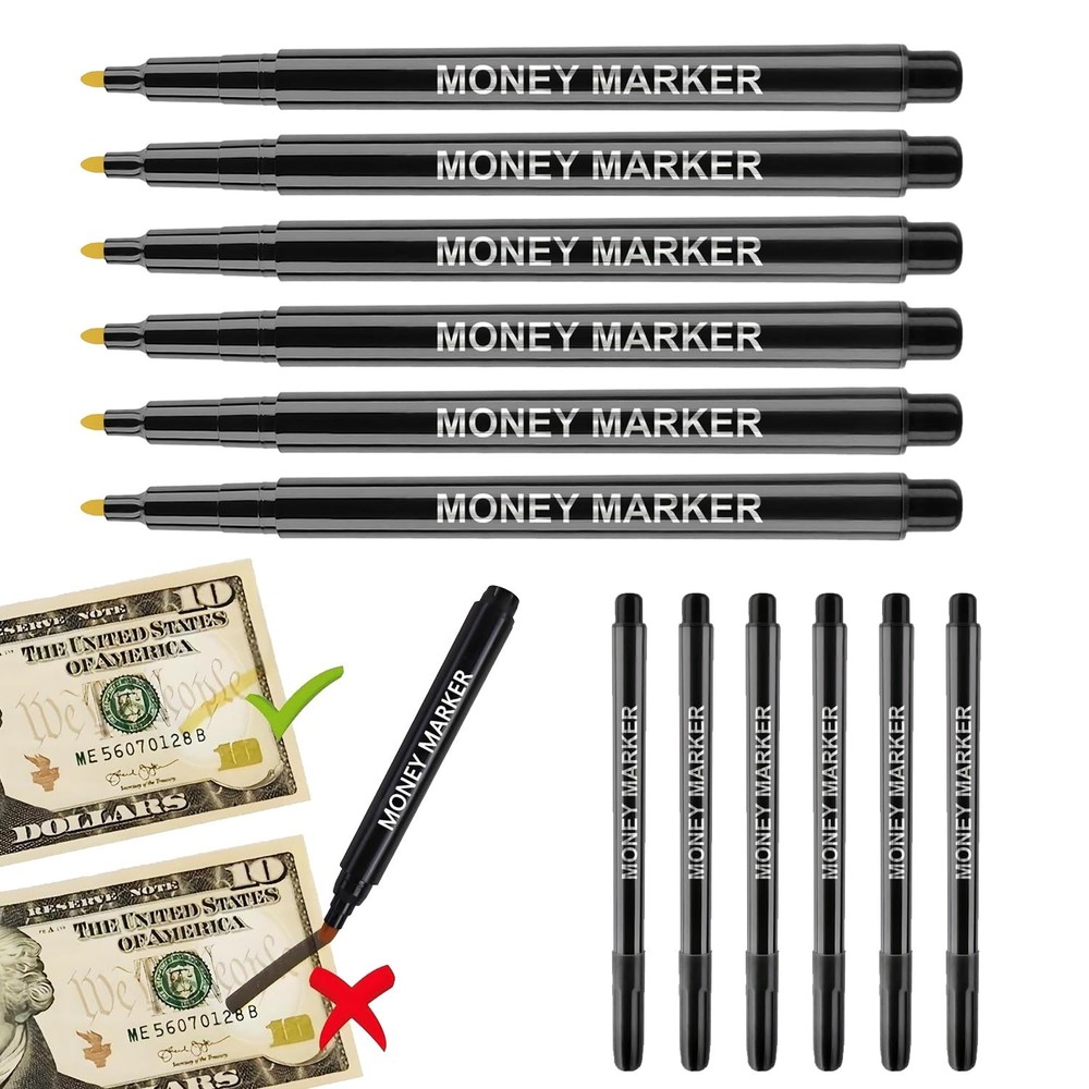 6 x Professional Counterfeit Money Marker Pen for Dollar Bill Authentication