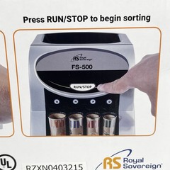 Royal Sovereign USD Coin Sorter, Patented Anti-Jam Technology with Coin Wrappers