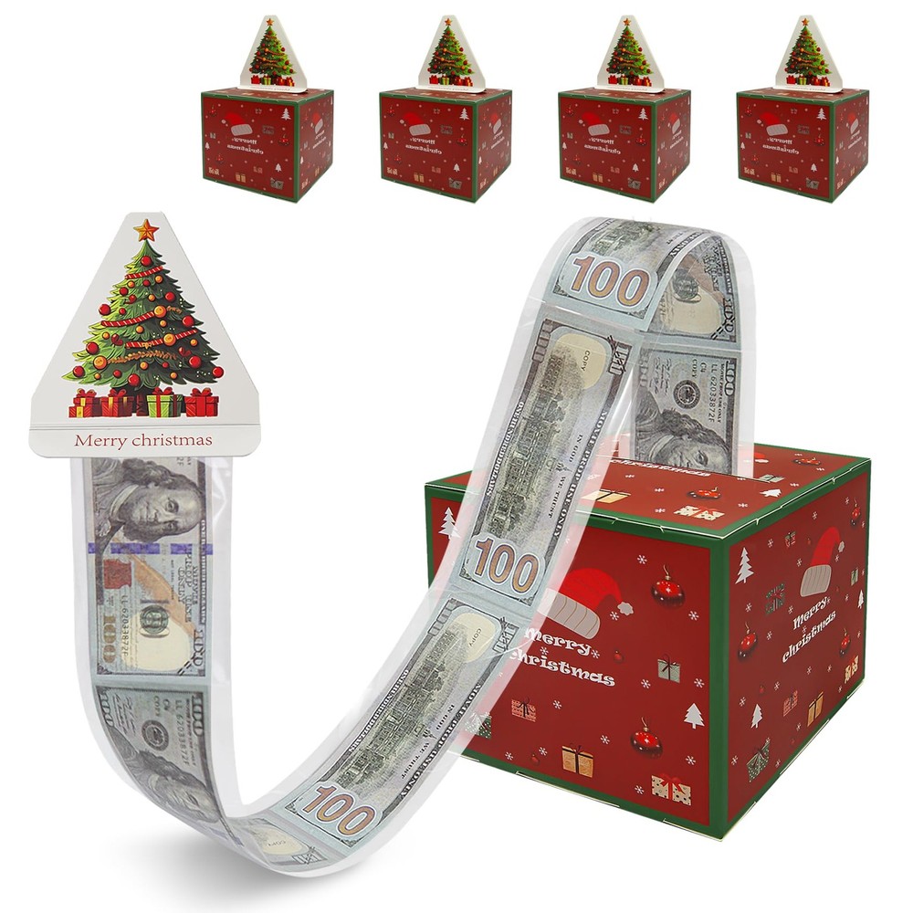 Christmas Money Gift Box for Cash Gift Pull Surprise Money Holder Red 5 PCS