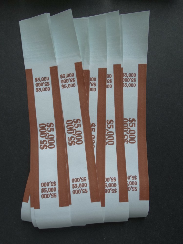 10 – Brown $5,000 Cash Money Self-Sealing Straps Currency Bands