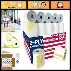 32 Rolls 2-Ply Carbonless Kitchen Printer Paper 3” x 95ft – Compatible Receipt R