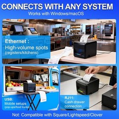 Wall-Mounted 80mm Thermal Receipt Printer with Smart RGB Alerts & Durability