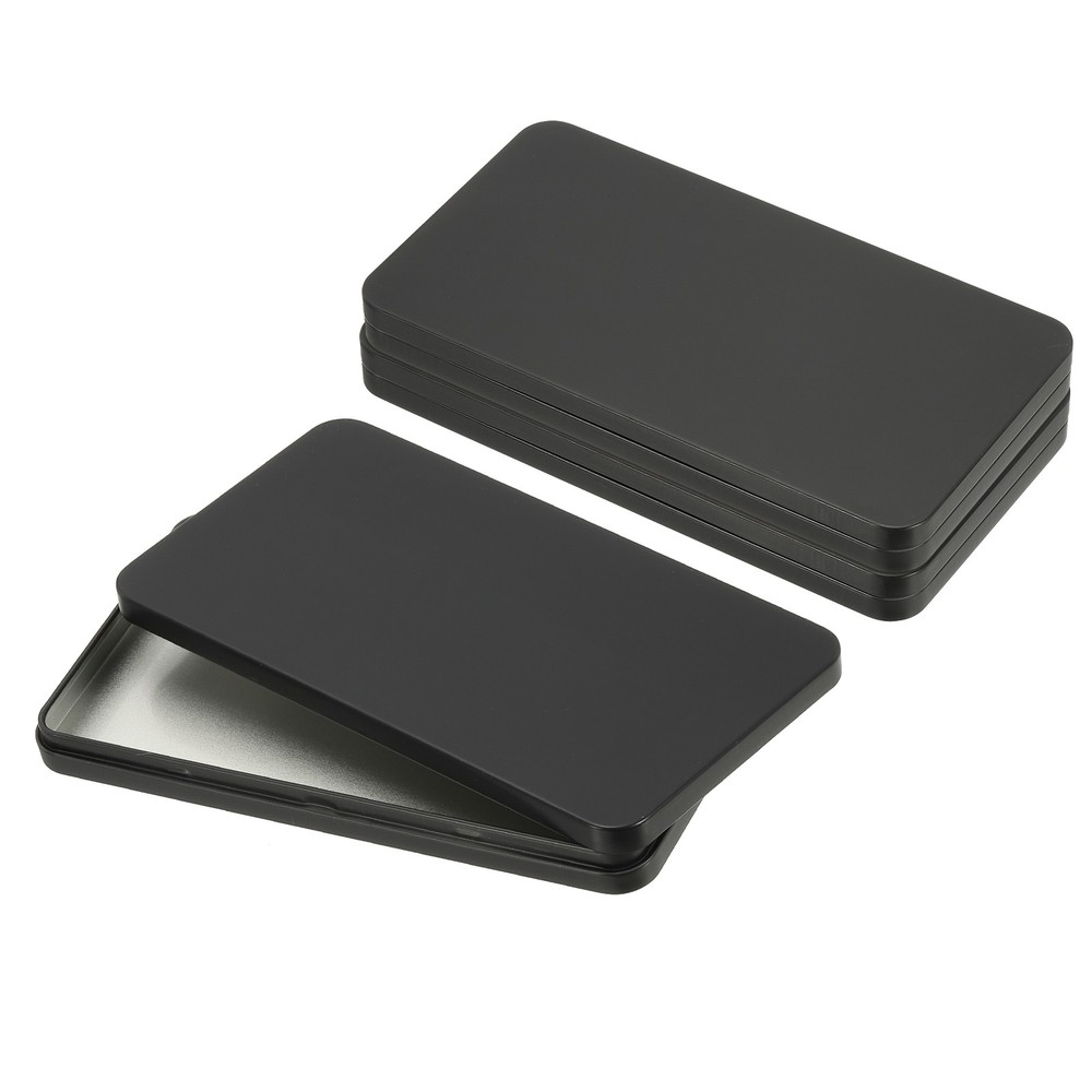 3 x Small Cash Box Money Holder Metal Tin Box Cash Tray Organizer Black