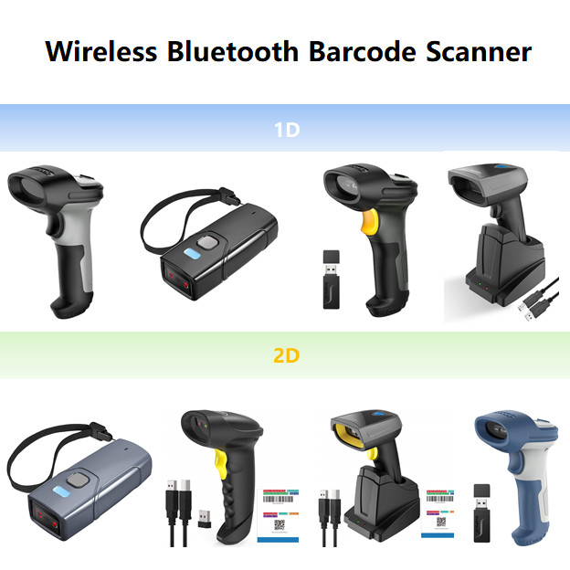 Inateck 1D/2D Bluetooth Barcode Scanner Wireless Laser USB Handheld Scan Gun