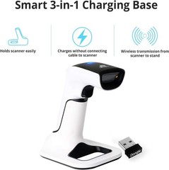 Effortless Inventory Management: Wireless 1D & 2D Barcode Scanner with Stand