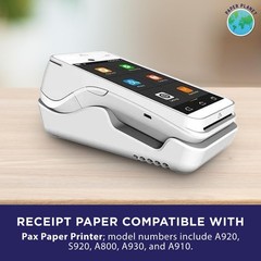 Thermal Receipt for Pax Terminal Printers by Planet | 30 Rolls | with A920 S9…