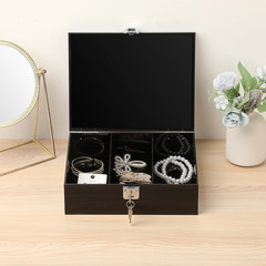 Acrylic Lockable Cash Storage Box 3 Slots Money Holder Cash Organizer Currency T