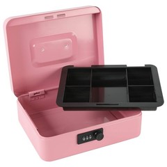 Pink Steel Cash Box with Combination Lock Large Money Safe 9.84×7.87×3.54