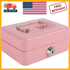 Mini Locking Cash Box for Kids – Durable Steel with Key Lock, Pink, 4.92″