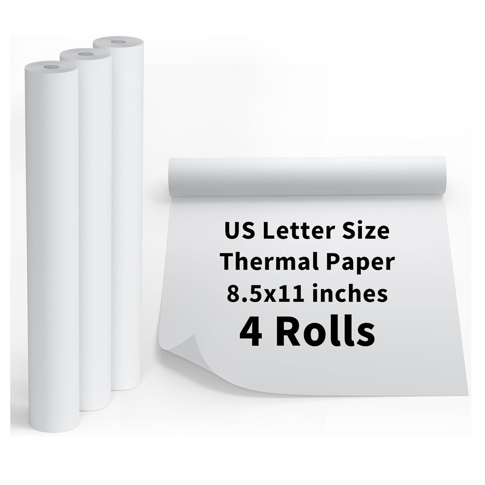 4 Rolls Thermal Paper 8.5x 11 Inch US Letter Size for Portable Printer M08F M832