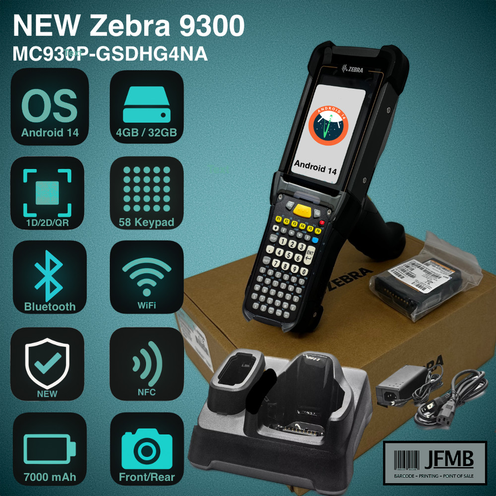 NEW ZEBRA MC9300 Android 14 Barcode Scanner 1D/2D/QR MC930P-GSDHG4NA w Charger