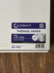 32 Rolls- 3 1/8″ x 190′ Thermal Paper Rolls For Cash Register POS BPA Free