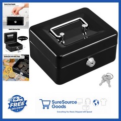 Small Cash Lock Box with Key Portable Handle Black Safe Drawer 5.91″x4.72″