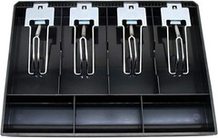 Cash Register Drawer Insert Tray 4 Bill/3 Coin Compartments with Metal Clip