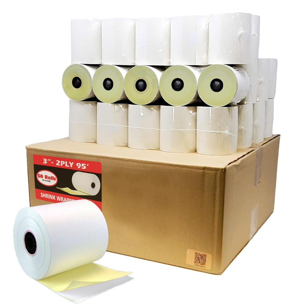 BuyRegisterRolls 2 Ply Carbonless Rolls (50 Rolls) 3 1 Case – 50 Rolls, White