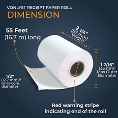 Vonlyst Receipt Paper Roll Square Terminal Credit Card Machine 10 rolls