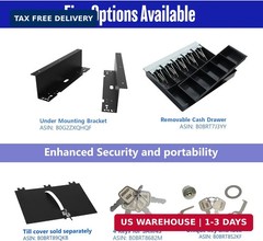 SAM4s 16″ Heavy Duty Black Manual Push Open Cash Drawer with 5Bill/5Coin Stainle