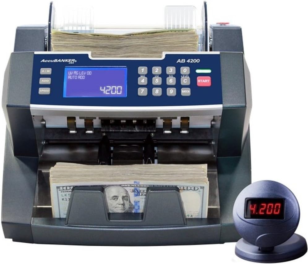 AB4200 Bill Counter, 300 Bills Hopper Capacity, 200 Bills Stacker Capacity,