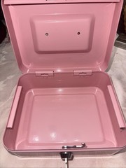 Pink Cash Box w/Lock Handle Locking Money, Metal 2 Key Piggy Bank 7 3/4×6.25”