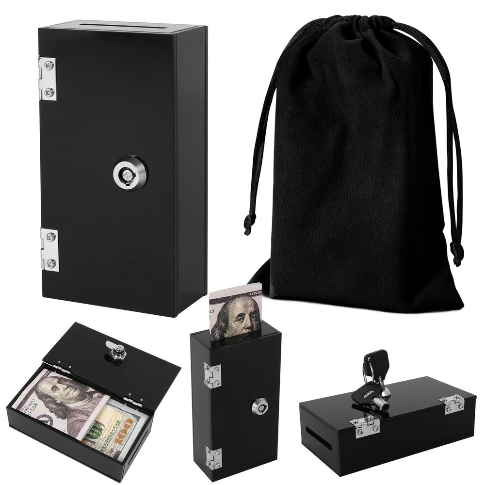 Pocket Size Acrylic Cash Box for Gambler, Winners Bank with 2 Keys Storage Ba…