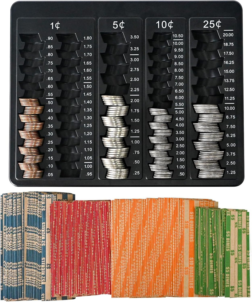 L LIKED 1PCS Black Coin Counter Tray -Change Counter Coin Counting and Sorting T