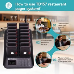 Retekess TD157 Restaurant Pager Queuning Call System 40 Buzzer For Food Court