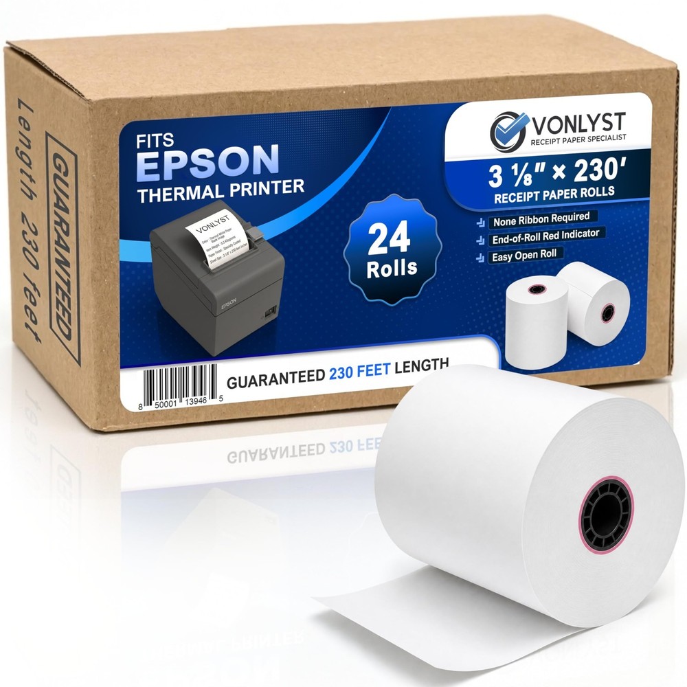 230 Thermal POS Rolls 3 1/8” BPA Free for Epson TM-T88 T70 T80 T85 H6000 T90 – 2